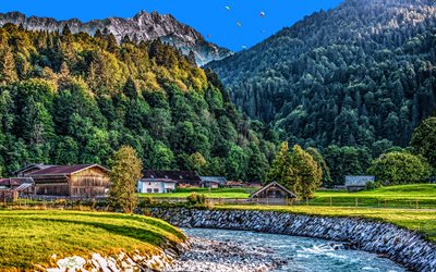 Garmisch-Partenkirchen, 4k, الغابات, الصيف, وادي, بافاريا, ألمانيا, أوروبا, تنمية الموارد البشرية, الطبيعة الجميلة