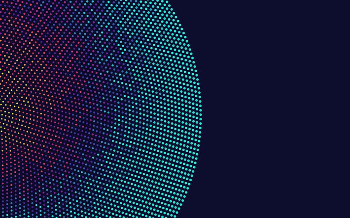 circle of dots, color dots background, circular abstraction, blue background, creative circle