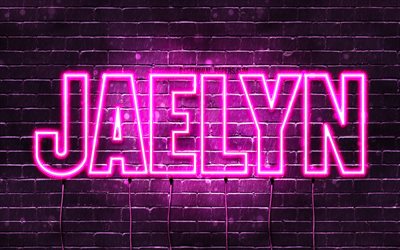 Jaelyn, 4k, pap&#233;is de parede com os nomes de, nomes femininos, Jaelyn nome, roxo luzes de neon, Feliz Anivers&#225;rio Jaelyn, imagem com Jaelyn nome