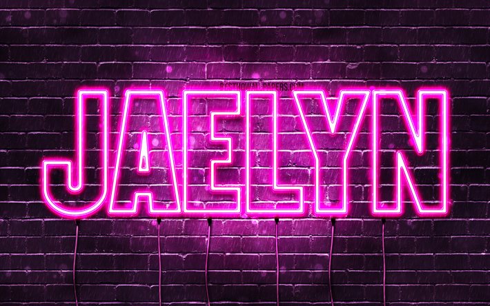 Jaelyn, 4k, sfondi per il desktop con i nomi, nomi di donna, Jaelyn nome, viola neon, buon Compleanno Jaelyn, immagine con nome Jaelyn