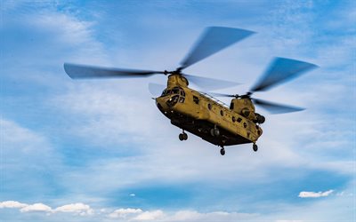Boeing CH-47 Chinook, blue sky, US Army, transport aircraft, military helicopters, CH-47 Chinook, transport helicopters, US Air Force, Boeing