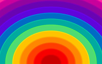 abstracto, arco iris, 4k, creativos, coloridos anillos, dise&#241;os, colores, dise&#241;o de materiales
