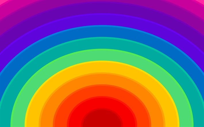 abstracto, arco iris, 4k, creativos, coloridos anillos, dise&#241;os, colores, dise&#241;o de materiales