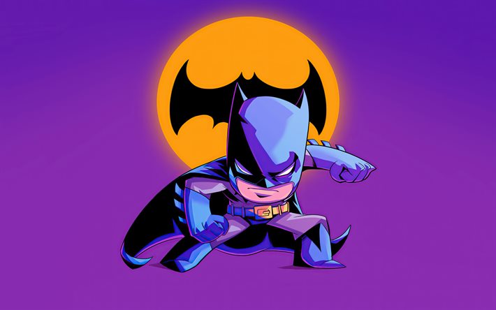 4k, Batman, violeta fondos, superh&#233;roes, m&#237;nimo, Bat-man, el logo de Batman, Batman minimalismo
