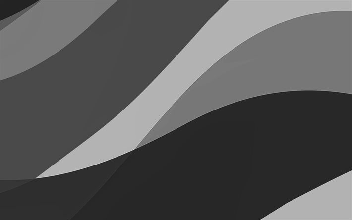 noir abstrait ondes, 4k, minimal, noir ondul&#233; de fond, la conception de mat&#233;riaux, abstraits, vagues, fond noir, cr&#233;atif, motifs vagues