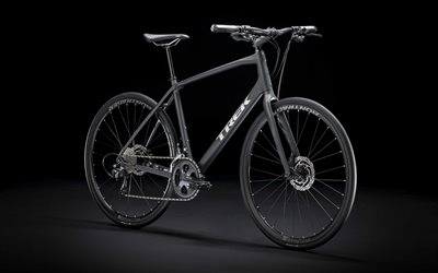 Trek FX Sport 5, svart carbon cykel, nya svarta FX Sport 5, sport cyklar, Trek Cyklar