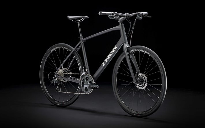 Trek FX Sport 5, nero bici in carbonio, nero nuovo FX Sport 5, moto sportive, Biciclette Trek