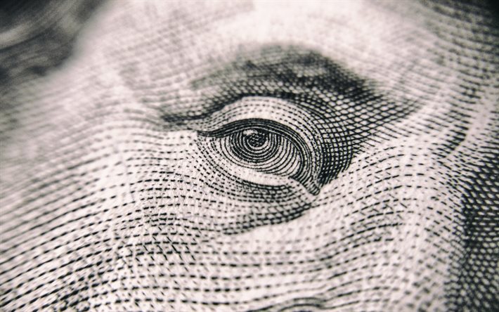 Les yeux, Benjamin Franklin, billet de dollar, en dollars AM&#201;RICAINS, en dollars am&#233;ricains de billets de banque