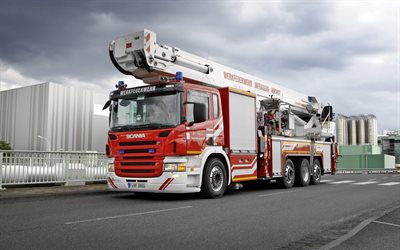 Scania R500, camion de pompiers, allemand camion de pompiers, werkfeuerwehr, Scania