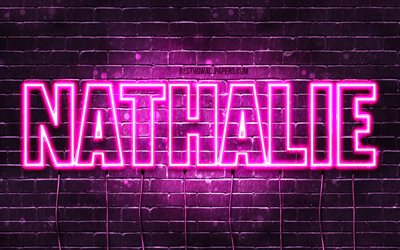 Nathalie, 4k, wallpapers with names, female names, Nathalie name, purple neon lights, Happy Birthday Nathalie, picture with Nathalie name