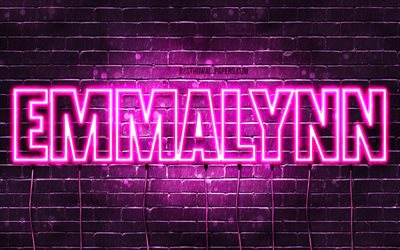 Emmalynn, 4k, pap&#233;is de parede com os nomes de, nomes femininos, Emmalynn nome, roxo luzes de neon, Feliz Anivers&#225;rio Emmalynn, imagem com Emmalynn nome