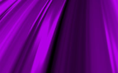 ondes 3D violettes, 4K, motifs ondul&#233;s, ondes abstraites violettes, fonds ondul&#233;s violets, ondes 3D, fond avec vagues, fonds violets, textures d’ondes