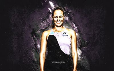 Monica Puig, WTA, Puerto Rican tennis player, blue stone background, Monica Puig art, tennis