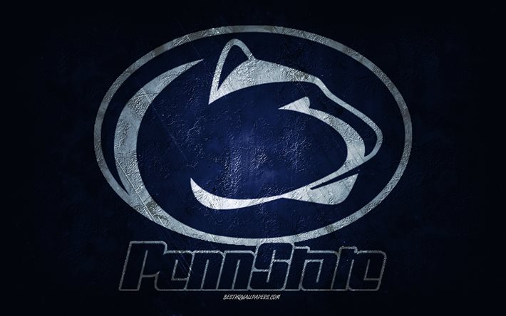 Penn State Nittany Lions, equipo de f&#250;tbol americano, fondo azul, logotipo de Penn State Nittany Lions, arte grunge, NCAA, f&#250;tbol americano, EE UU, Emblema de Penn State Nittany Lions