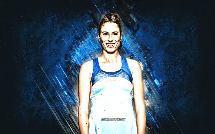 Johanna Konta, WTA, British tennis player, blue stone background, Johanna Konta art, tennis