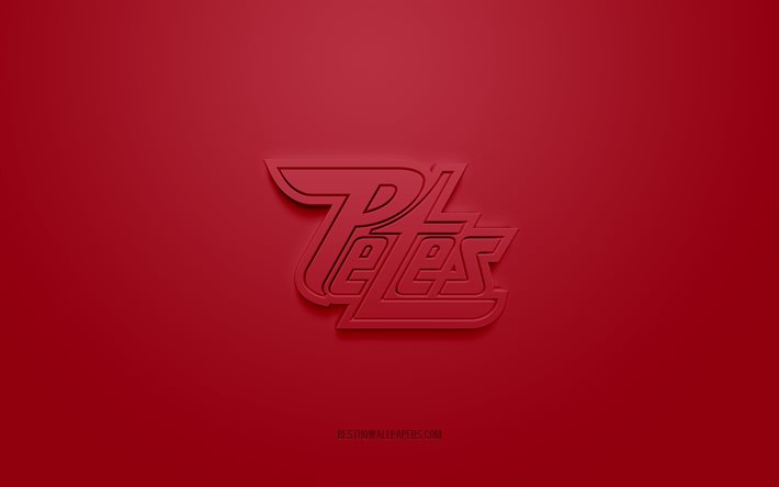 Peterborough Petes, logo 3D creativo, sfondo bordeaux, OHL, emblema 3d, squadra canadese di hockey, Ontario Hockey League, Ontario, Canada, arte 3d, hockey, logo 3d Peterborough Petes