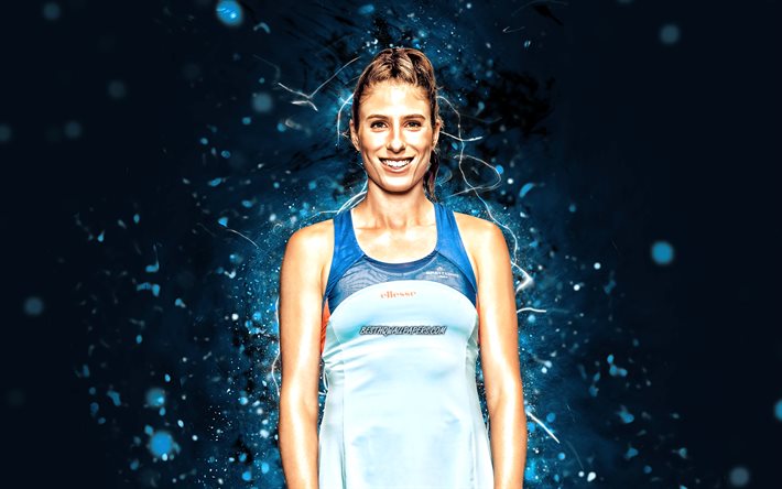 Johanna Konta, 4K, giocatori di tennis britannici, WTA, luci al neon blu, tennis, fan art, Johanna Konta 4K