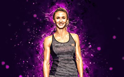 Lesia Tsurenko, 4k, ukrainian tennis players, WTA, violet neon lights, tennis, fan art, Lesia Tsurenko 4K
