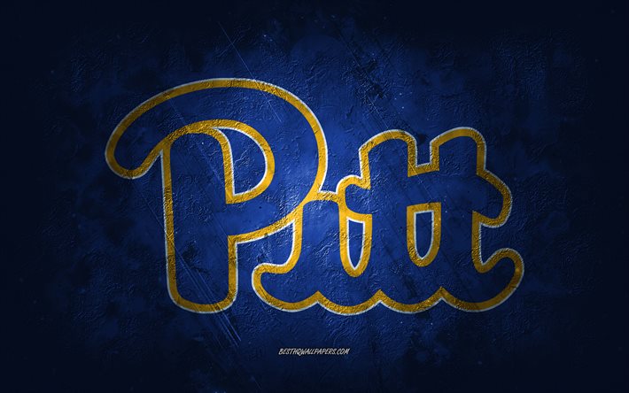 Pittsburgh Panthers, Amerikan futbol takımı, mavi arka plan, Pittsburgh Panthers logosu, grunge sanat, NCAA, Amerikan futbolu, ABD, Pittsburgh Panthers amblemi