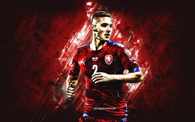 Pavel Kaderabek, Czech Republic national football team, Czech football player, portrait, red stone background, Czech Republic, football