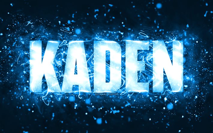 お誕生日おめでとうケーデン, 4k, 青いネオンライト, かでん名, creative クリエイティブ, かでんお誕生日おめでとう, かでん誕生日, 人気のあるアメリカ人男性の名前, カーデンの名前の写真, かでん