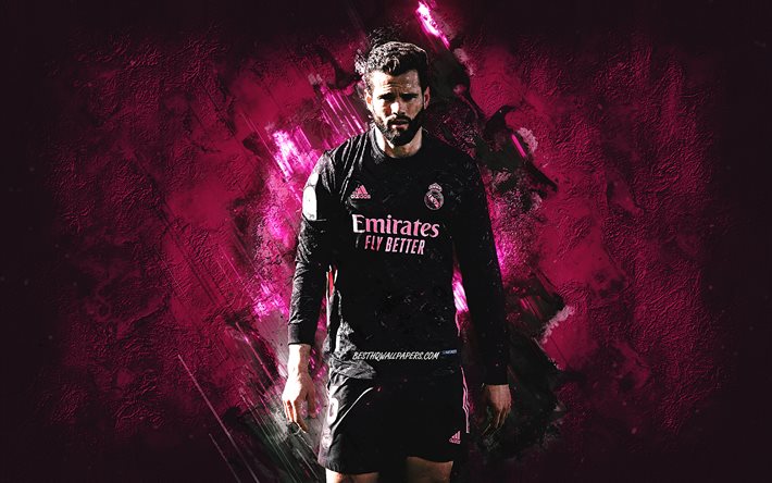 Nacho Fernandez, Real Madrid, sfondo di pietra rosa, calcio, arte di Nacho Fernandez, Spagna, La Liga