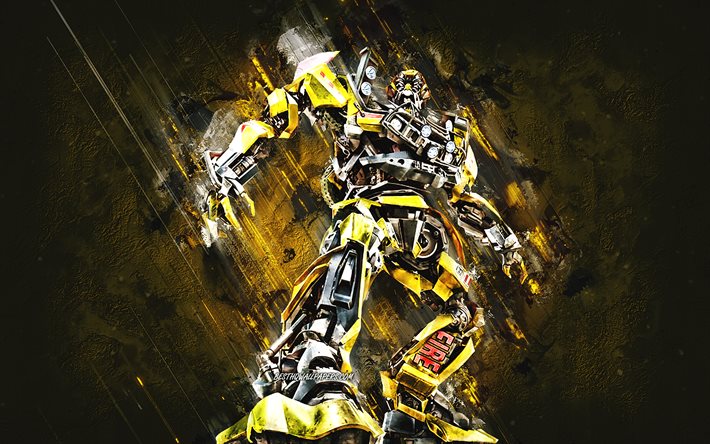 Ratchet, Transformers, Autobot, Ratchet Transformer, fundo de pedra amarela, arte grunge, Ratchet Autobot, personagens Transformers, personagem Ratchet, Rescue Hummer H2 Transformer