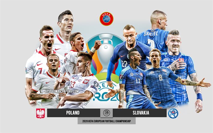 Pologne vs Slovaquie, UEFA Euro 2020, aper&#231;u, mat&#233;riel promotionnel, joueurs de football, Euro 2020, match de football, &#233;quipe nationale de football de Pologne, &#233;quipe nationale de football de Slovaquie