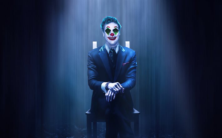 4k, Joker ridente, oscurit&#224;, supercriminale, opere d&#39;arte, Joker, fan art, Joker 4K