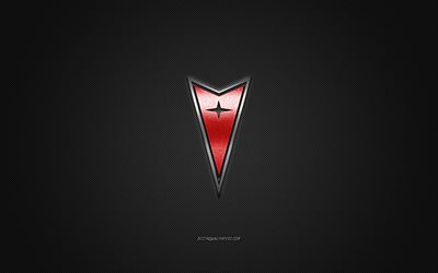 Pontiac logo, silver logo, gray carbon fiber background, Pontiac metal emblem, Pontiac, cars brands, creative art