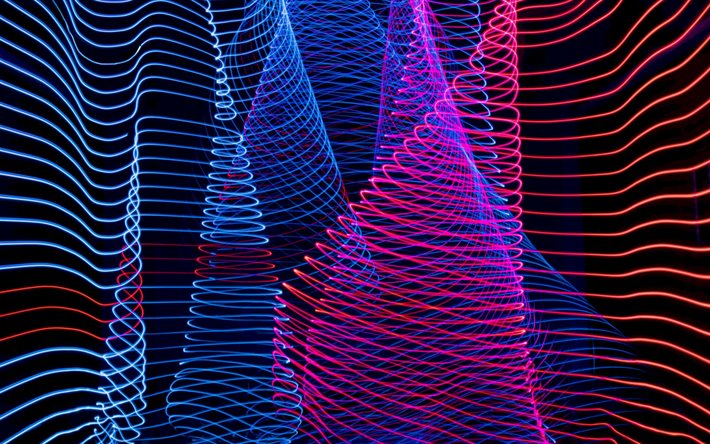 colorful neon rays, creative, geometric shapes, artwork, neon lines, neon backgrounds