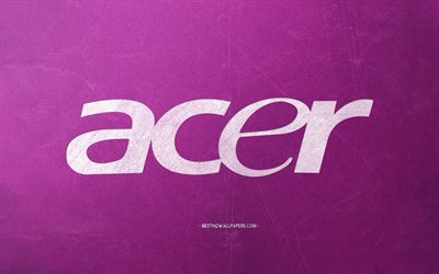 Acer-logotyp, lila retro bakgrund, stenlila konsistens, Acer-emblem, retrokonst, Acer