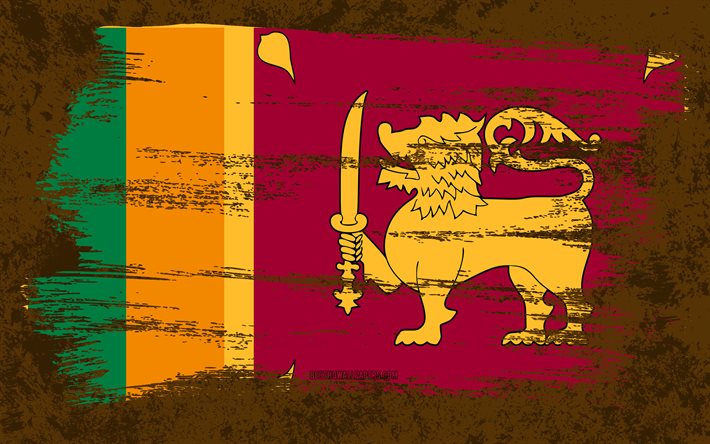 4k, Sri Lankan lippu, grunge-liput, Aasian maat, kansalliset symbolit, harjaus, grunge-taide, Aasia, Sri Lanka