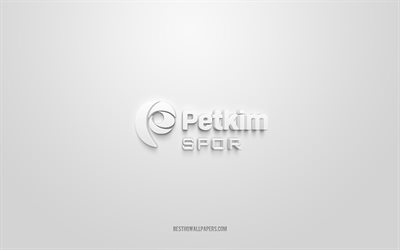 Petkim Spor, logotipo 3D criativo, fundo branco, emblema 3D, time de basquete turco, Liga Turca, Izmir, Turquia, arte 3D, basquete, logotipo 3D do Petkim Spor