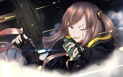 Ump45, rifle, manga, grenade, Girls Frontline