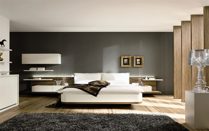 tyylik&#228;s tilava makuuhuone, moderni sisustus, valkoinen s&#228;nky, suunnittelu, tyylik&#228;s sisustus
