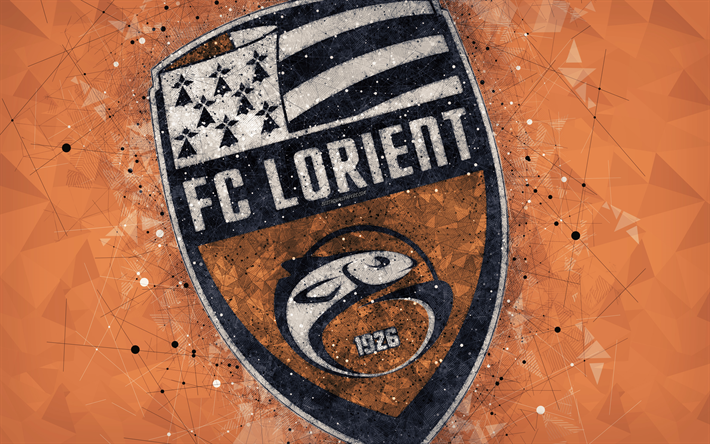 Download wallpapers FC Lorient, 4k, logo, geometric art, French