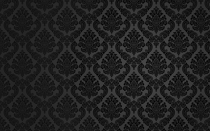 vintage motif, motif floral, fond noir, vintage, damass&#233; motifs, damas texture