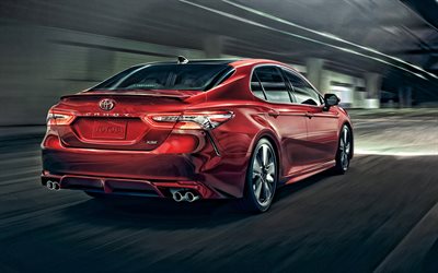 2019, Toyota Camry, rear view, exterior, new red Camry, red sedan, japanese cars, Toyota