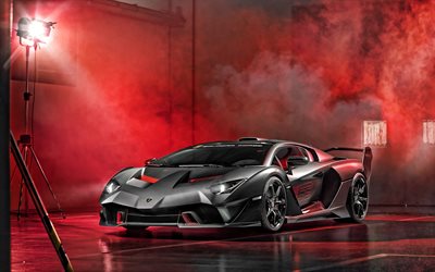 Lamborghini SC18 Alston, 2019, vue de face, gris hypercar, &#224; l&#39;ext&#233;rieur, de nouvelles gris SC18 Alston, supercar, des voitures de sport italiennes, Lamborghini