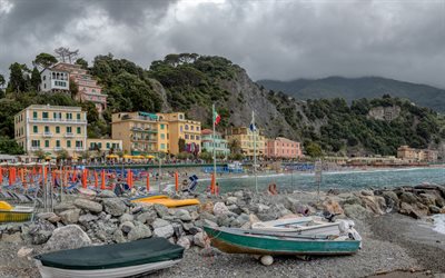 Monterosso, Ligurian coast, mountain landscape, summer, coast, Mediterranean Sea, Liguria, La Spezia, Italy