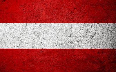 Bandiera dell&#39;Austria, cemento texture di pietra, sfondo, Austria, bandiera, Europa, bandiere su pietra, la bandiera Austriaca