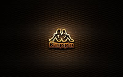 Kappa glitter logo, yaratıcı, metal ızgara arka plan, Kappa logo, marka, Kappa