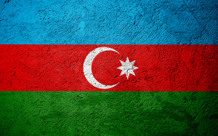Bandera de Azerbaiy&#225;n, de hormig&#243;n de textura, de piedra de fondo, bandera de Azerbaiy&#225;n, Europa, Azerbaiy&#225;n, banderas en piedra