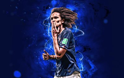 Wendie Renard, 2019, Ranskan Maajoukkueen, tavoite, jalkapallo, abstrakti taide, ranskalaiset jalkapalloilijat, Wendie Therese Renard, FFF, naisten jalkapallo, neon valot, Ranskan jalkapallojoukkue
