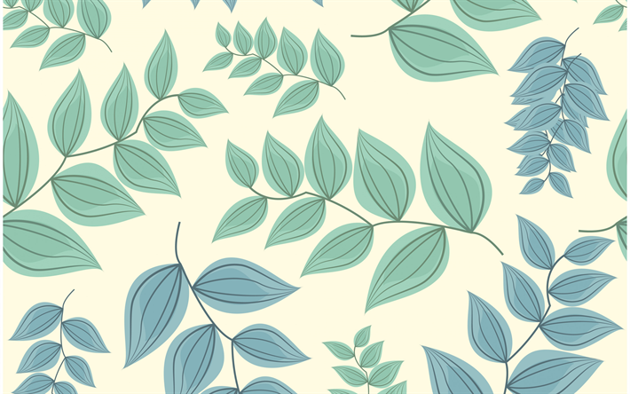 retro texture with leaves, floral retro background, retro texture, green leaves, background with leaves