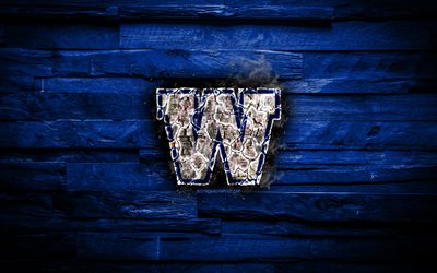 Les Blue Bombers de Winnipeg, la gravure de logo, CFL, bleu, en bois, fond, grunge, canadienne de l&#39;&#233;quipe de football, la Ligue Canadienne de Football, le football, les Blue Bombers de Winnipeg logo, le Canada, les Blue Bombers de Winnipeg
