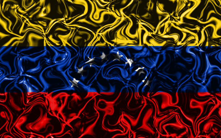 4k, علم فنزويلا, مجردة الدخان, أمريكا الجنوبية, الرموز الوطنية, العلم الفنزويلي, الفن 3D, فنزويلا 3D العلم, الإبداعية, بلدان أمريكا الجنوبية, فنزويلا