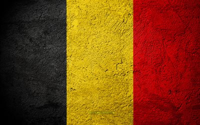 Flag of Belgium, concrete texture, stone background, Belgium flag, Europe, Belgium, flags on stone
