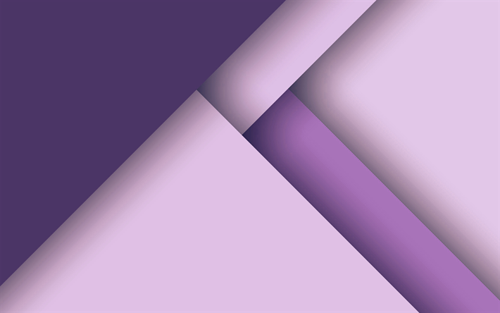 violetti kolmiot, 4k, materiaali suunnittelu, geometrisia muotoja, lollipop, kolmiot, luova, nauhat, geometria, violetti taustat